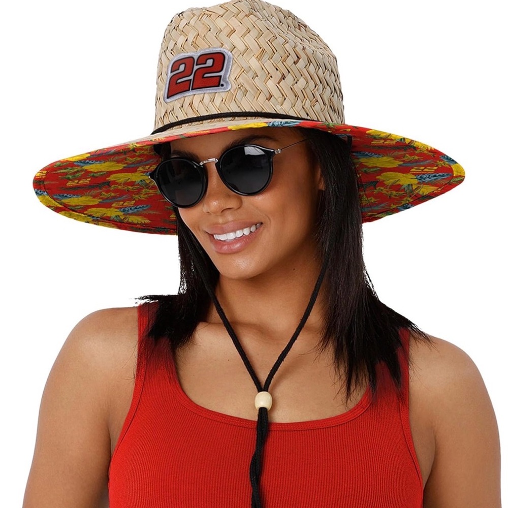 New NASCAR Straw Hat w/ Floral Lined Brim Vintage-Style Summer Race Day Sun Hat
